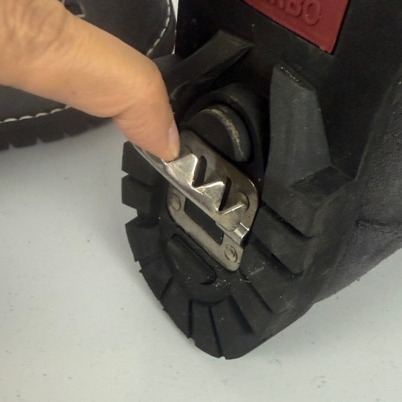 Barbo Gray Suede Leather Fur-Trim Lace-Up Winter Ankle High Boots Metal Cleats - Picture 10 of 14